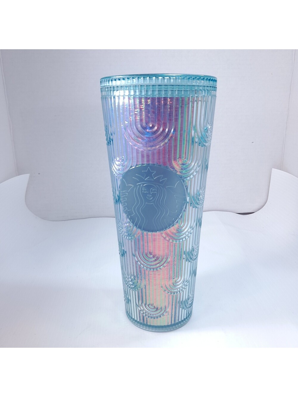 Starbucks Iridescent Holographic Mermaid Scales Venti Cold cup tumbler 2022 teal